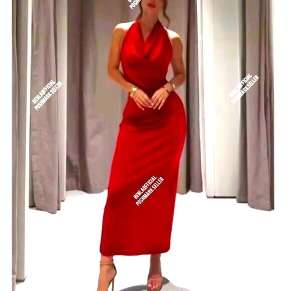 NWT ZARA VELVET MIDI DRESS - Picture 1 of 15